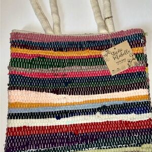Multicolor Woven Stripe Tote Bag